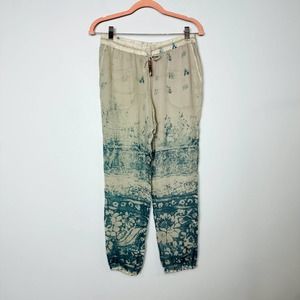 Chaser NWT Silk Chiffon Slouchy Floral Boho Pants Tapestry Green Size Medium